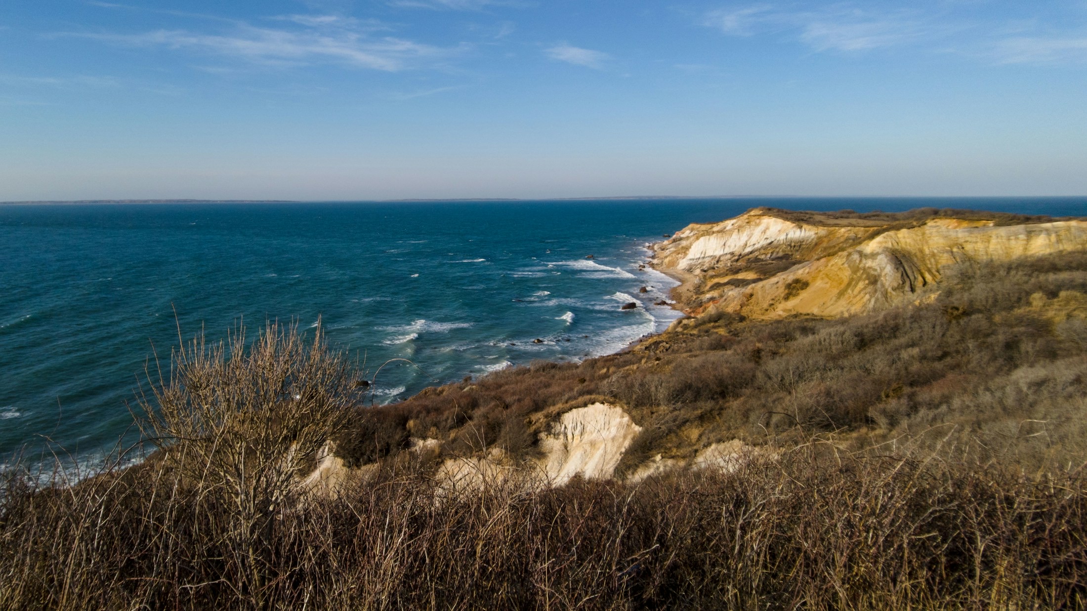 The Atlantic Ocean along the Aquinnah cliffs on Martha's Vineyard
